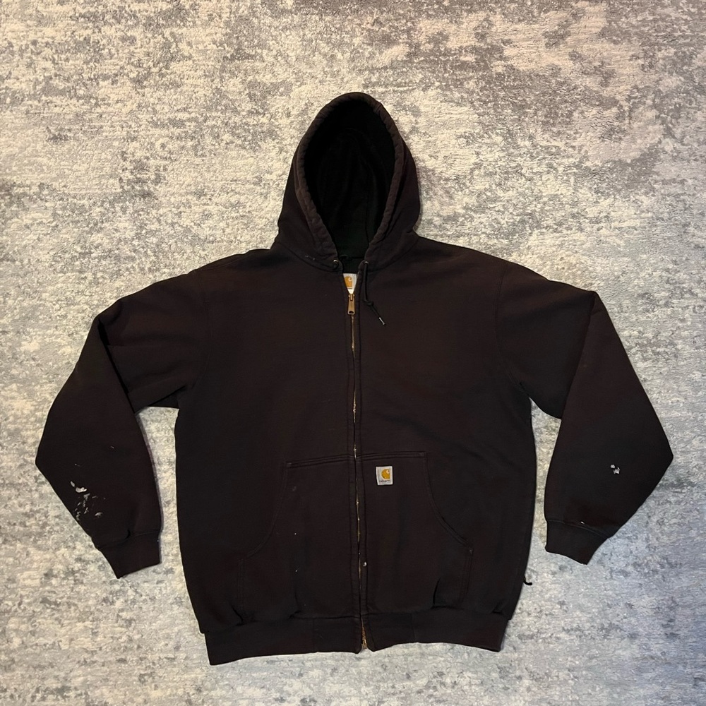 Vintage Black Carhartt Thermal Lined Hooded Zip-Up Jacket